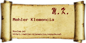 Mehler Klemencia névjegykártya